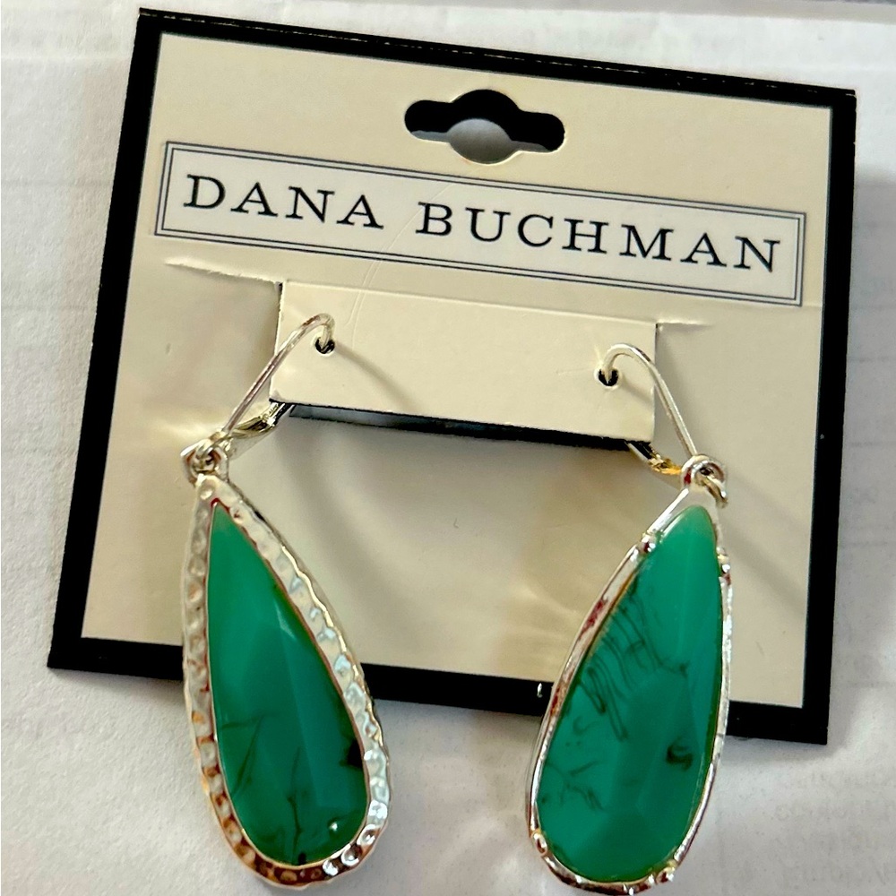 Dana Buchman Green and Gold Drop Earrings  NEW